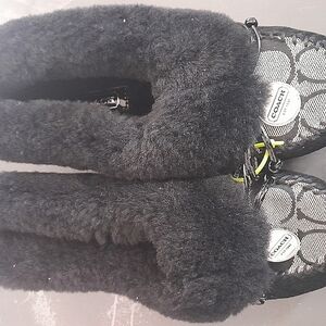 Coach Black and Gray Fur Lined Sneakers